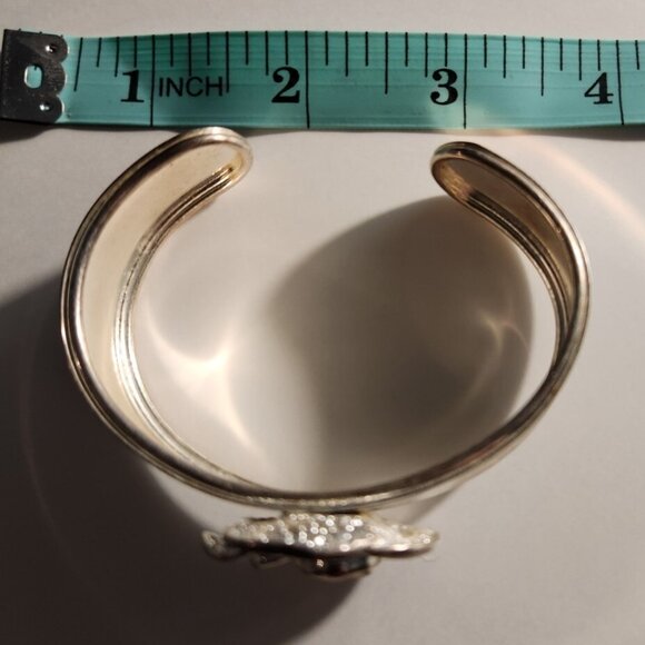 Rose Cuff Bracelet Silver-Tone floral cottagecore fairycore womens jewelry - Picture 4 of 5